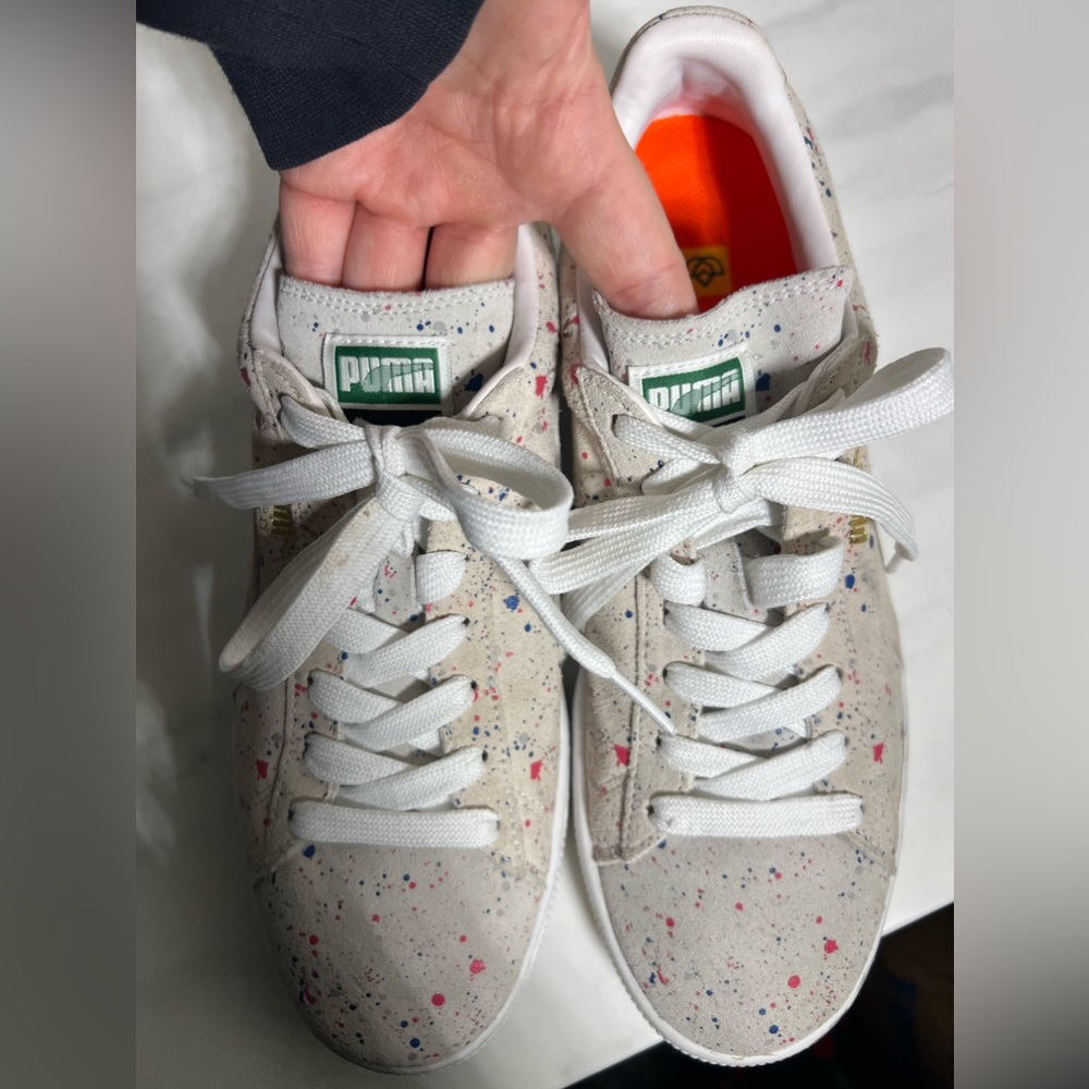 Puma Men's Natural Paint Splatter Sneakers Suede Classic Allo Gray Size 8.5 - Picture 13 of 13